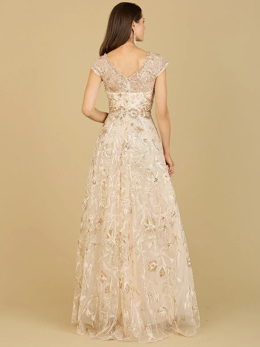 Lace Embellished A-Line Dress by Lara New York — style 29196