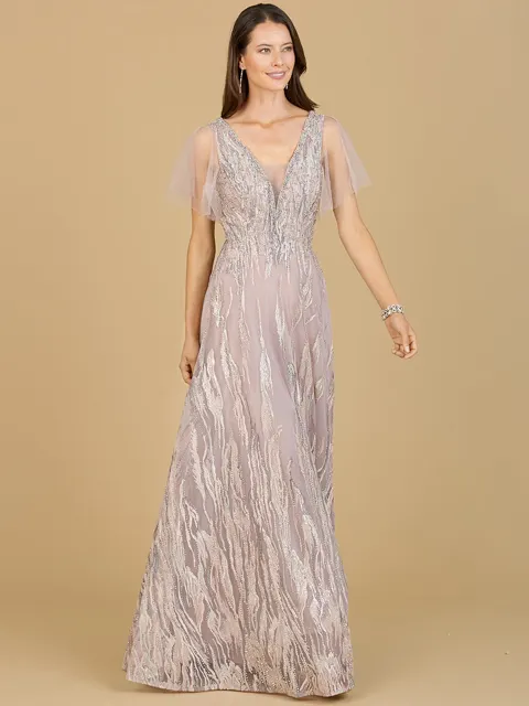 Cape Sleeve V-Neck Gown