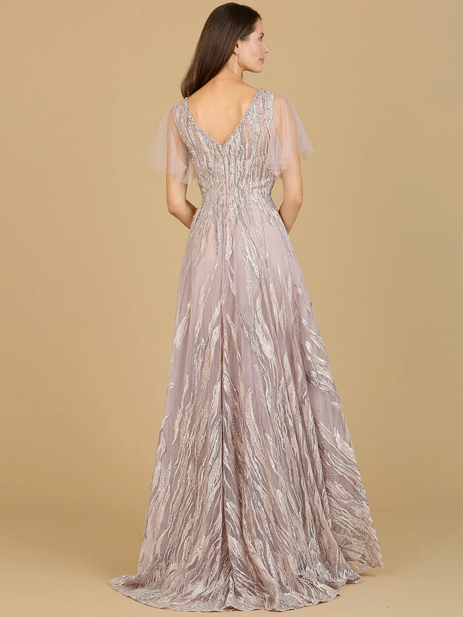 Cape Sleeve V-Neck Gown by Lara New York — style 29201