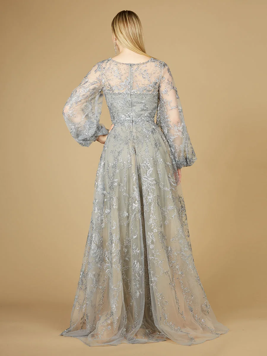 V Neckline Balloon Sleeve Gown by Lara New York — style 29229