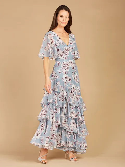 Cape Sleeve Print Dress