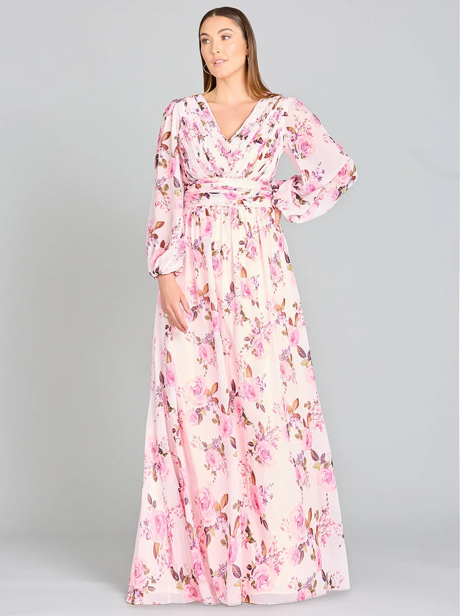 Long Sleeve Print Dress by Lara New York — style 29248 in Pink