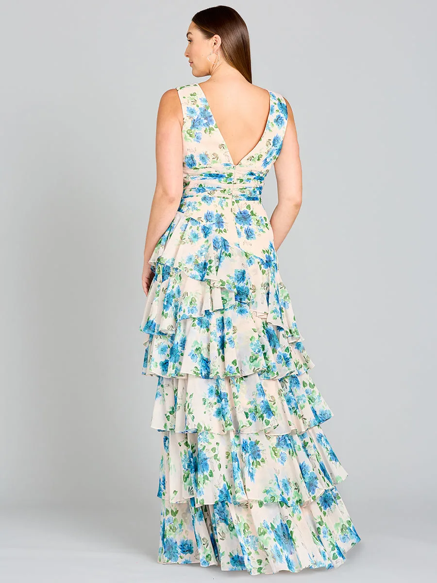 Ruffle Skirt Print Dress by Lara New York — style 29249