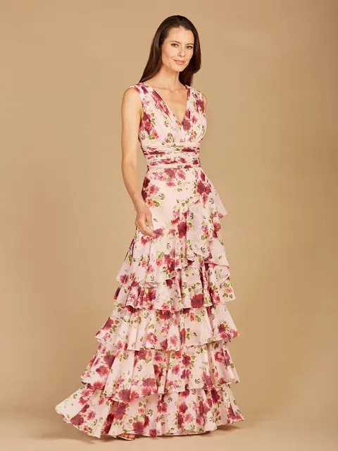 Ruffle Skirt Print Dress