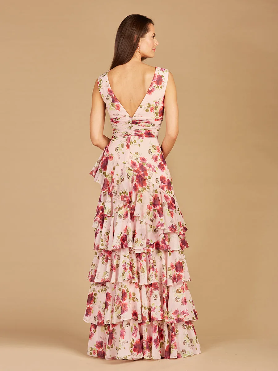 Ruffle Skirt Print Dress by Lara New York — style 29249