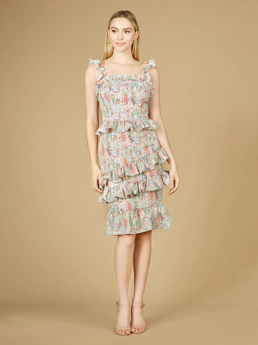 Print Midi Length Dress by Lara New York — style 29272 in White Print
