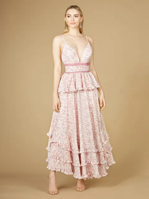 Plunging V-Neck Print Dress