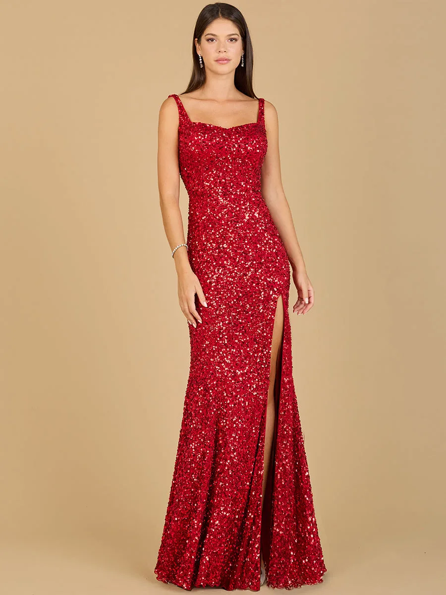 Sweetheart Neckline, Beaded Gown with Slit by Lara New York — style 29285 in Red