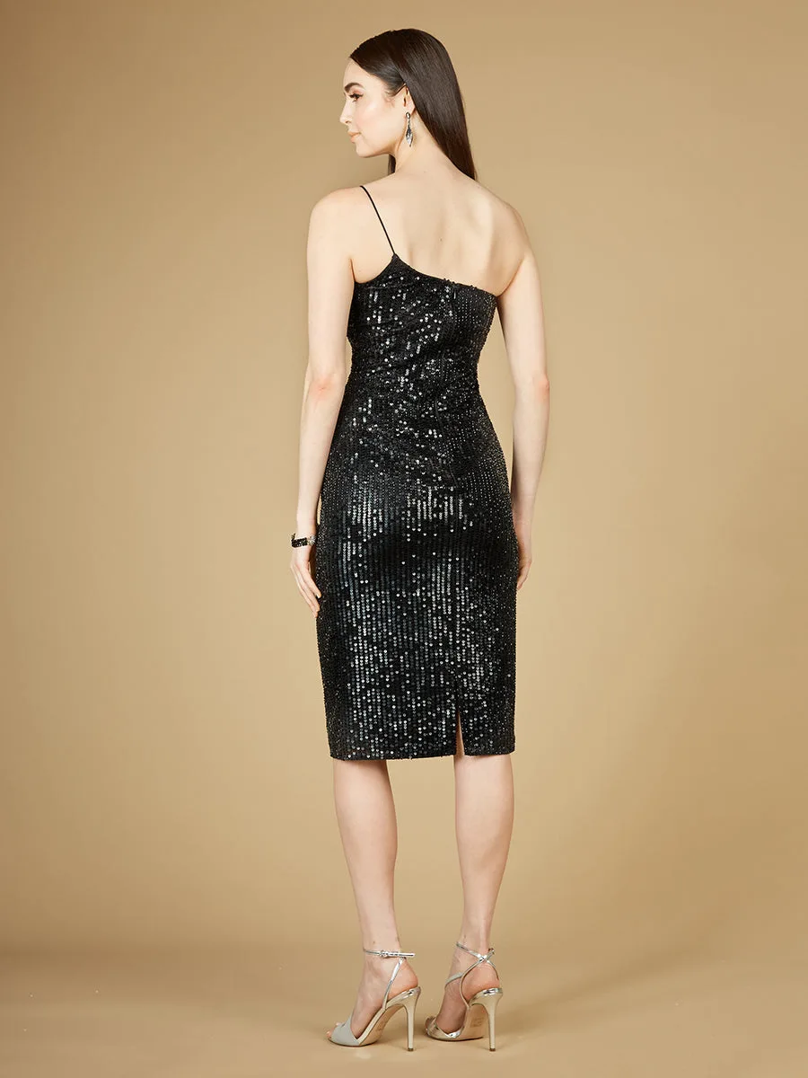 One Shoulder Midi Cocktail Dress by Lara New York — style 29289