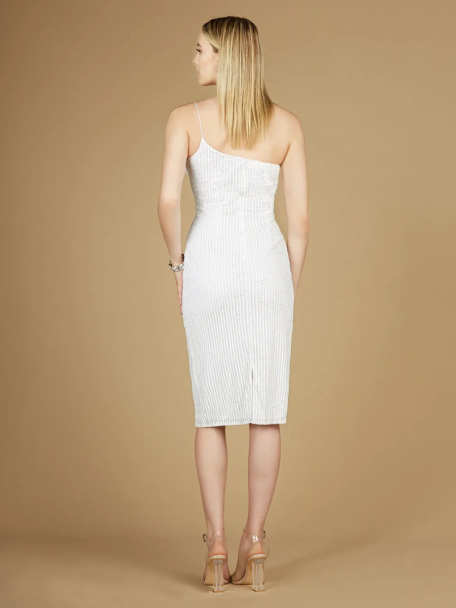 One Shoulder Midi Cocktail Dress by Lara New York — style 29289