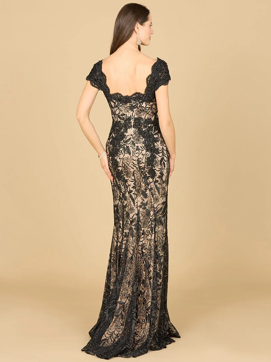 Fitted Lace Mermaid Gown by Lara New York — style 29295