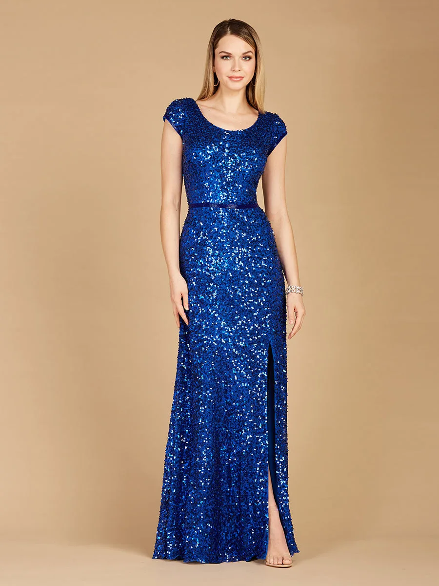 Beaded Prom Dress with High Slit by Lara New York — style 29322
