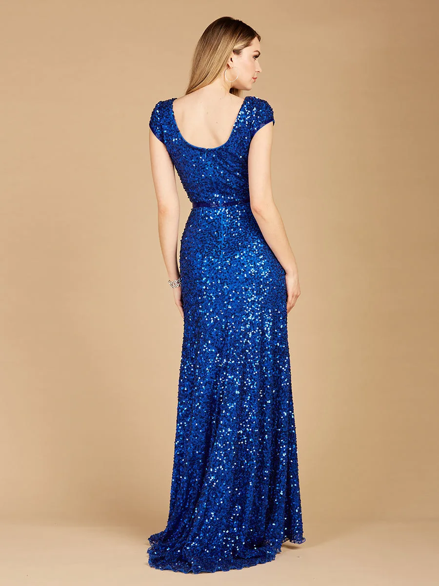 Beaded Prom Dress with High Slit by Lara New York — style 29322