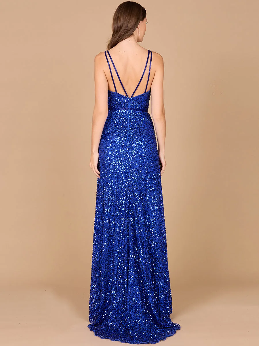 Beaded Prom Dress with High Slit by Lara New York — style 29322