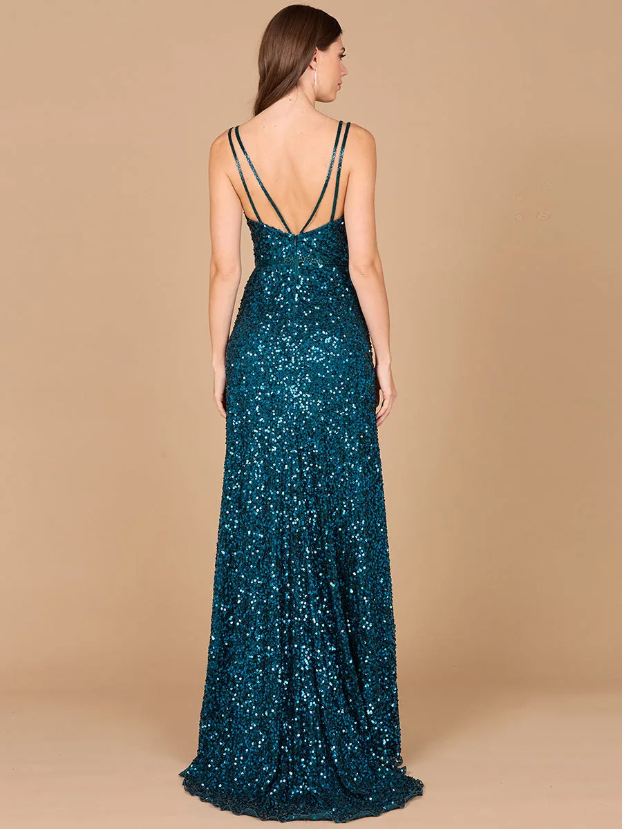 Beaded Prom Dress with High Slit by Lara New York — style 29322