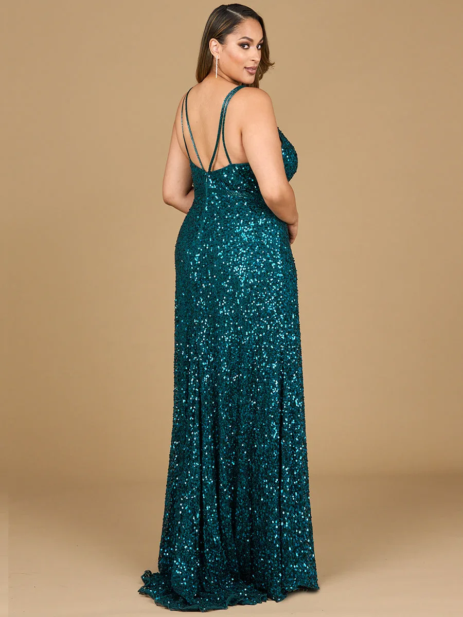 Beaded Prom Dress with High Slit by Lara New York — style 29322