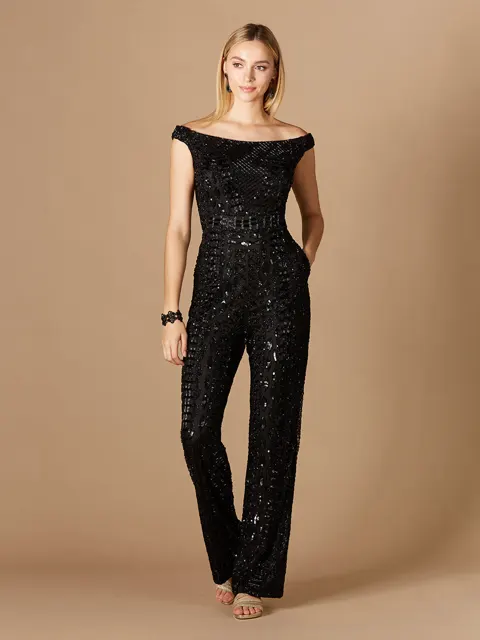 Beaded Off Shoulder Jumpsuit