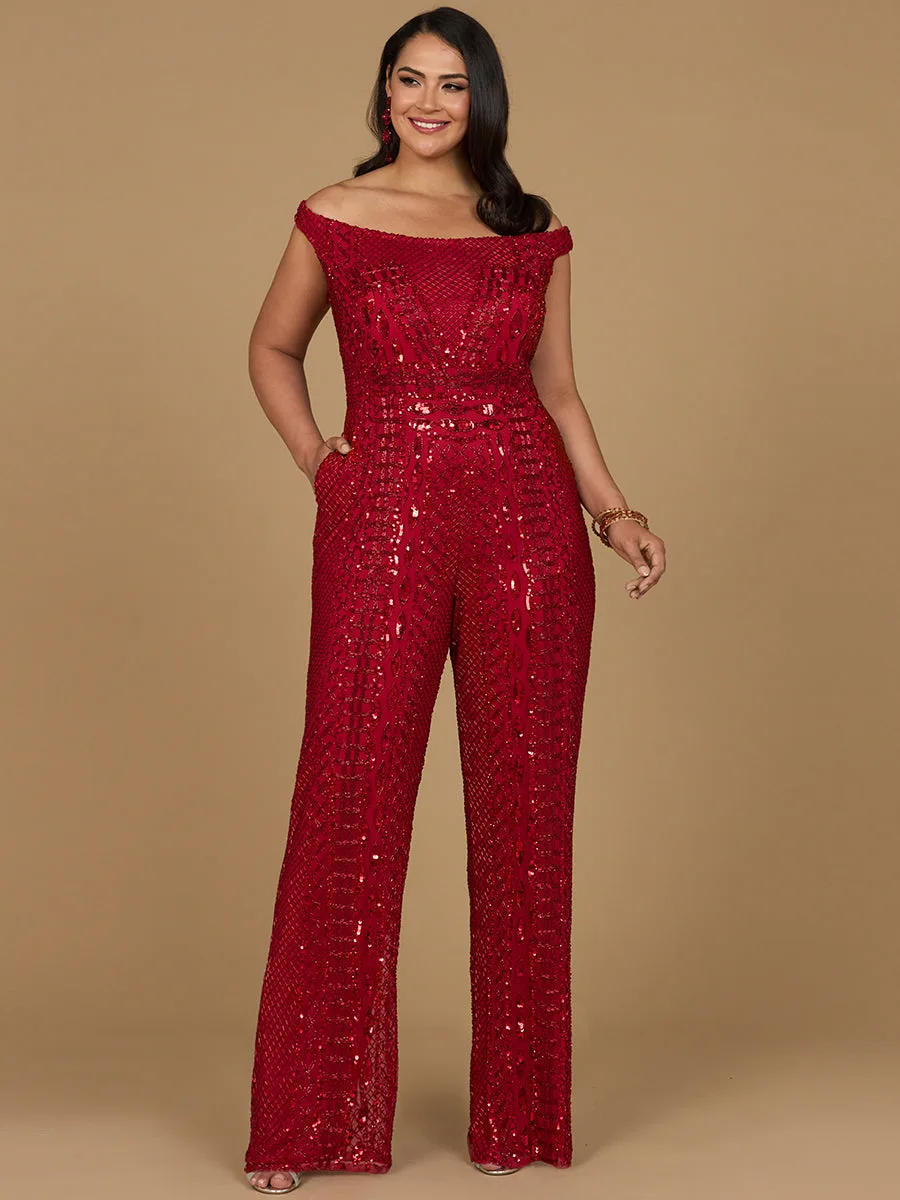 Beaded Off Shoulder Jumpsuit by Lara New York — style 29323