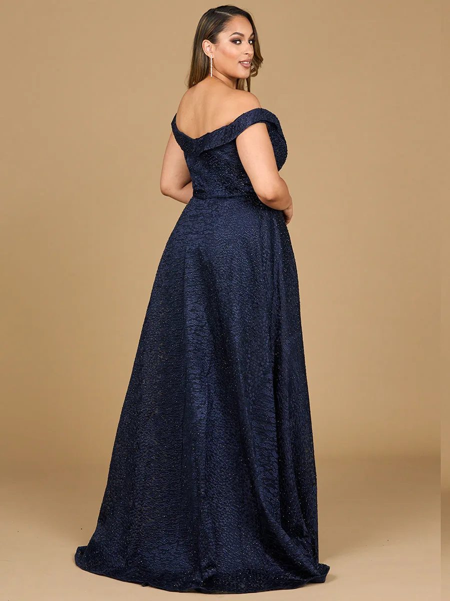 Tonal Beaded Off Shoulder Ballgown by Lara New York — style 29349