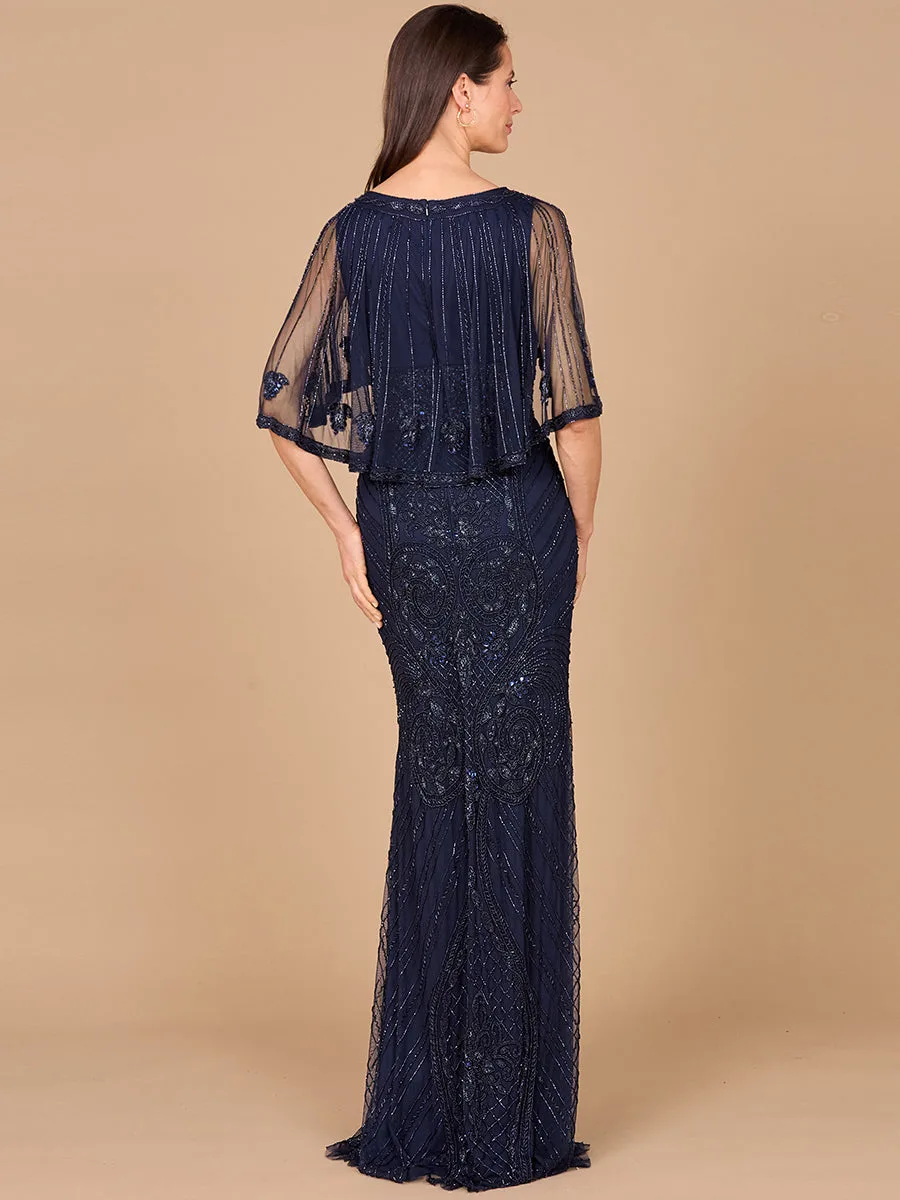 Tonal Beaded Off Shoulder Ballgown by Lara New York — style 29349