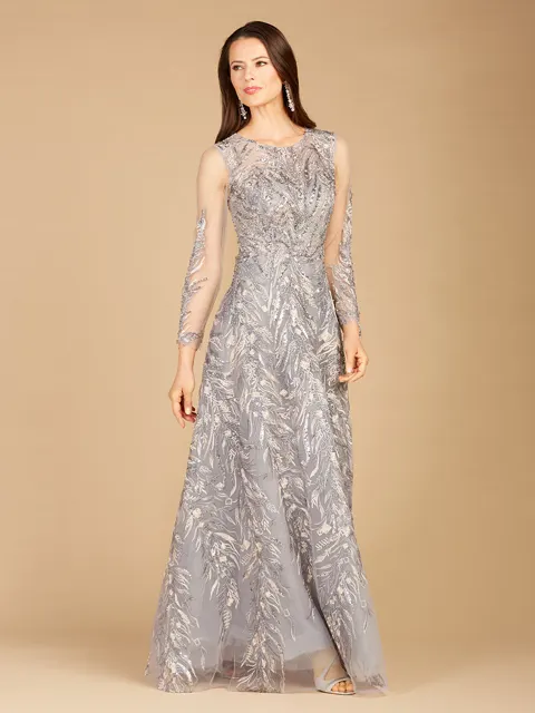 High Neck, Long Sleeve Ball Gown