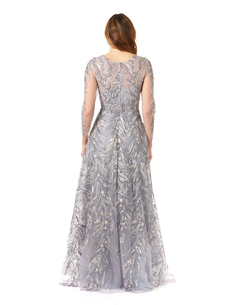 High Neck, Long Sleeve Ball Gown by Lara New York — style 29353
