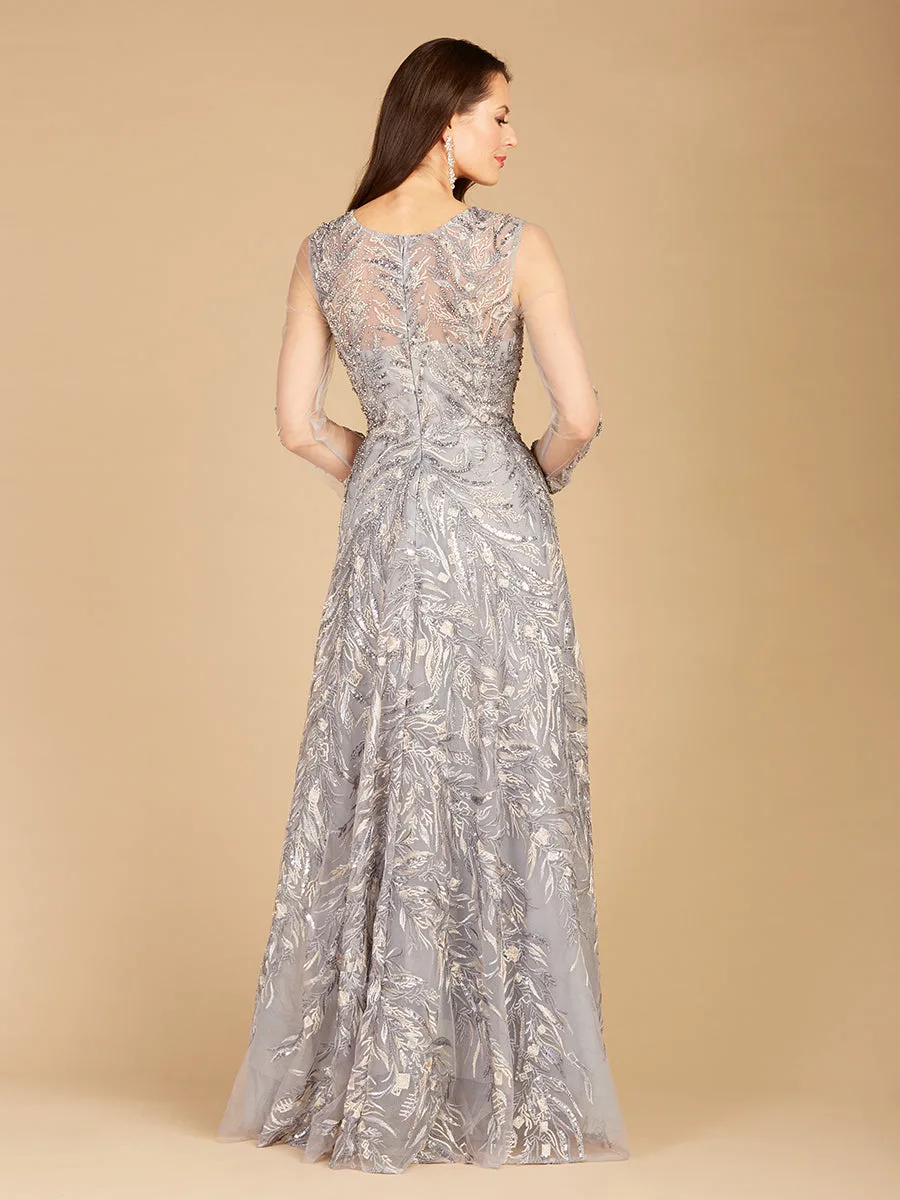 High Neck, Long Sleeve Ball Gown by Lara New York — style 29353