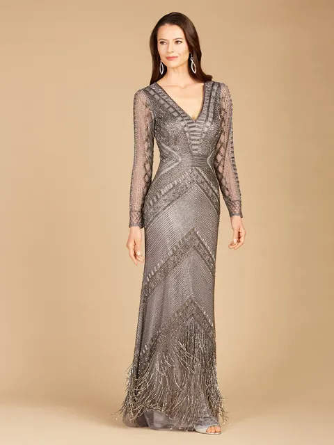 Long Sleeve Fringe Dress