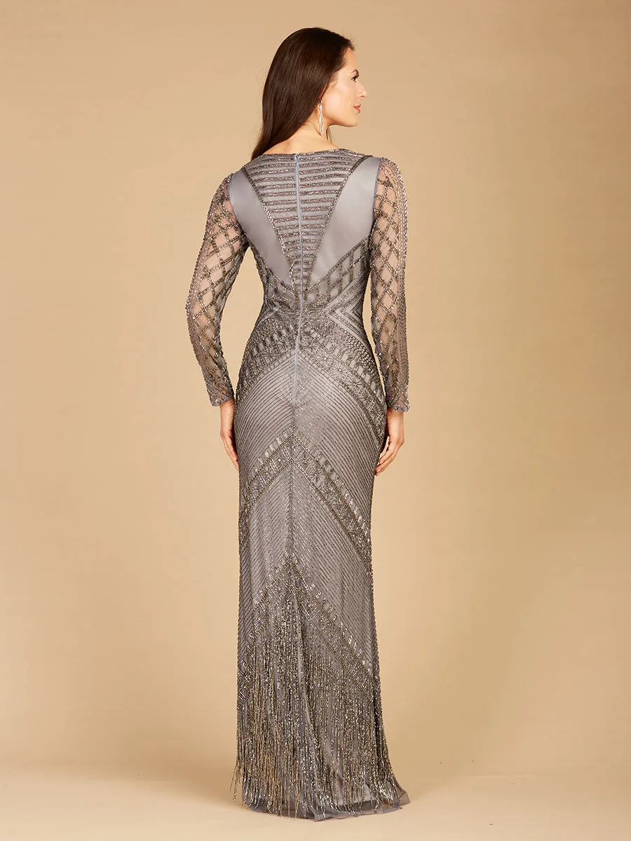 Long Sleeve Fringe Dress by Lara New York — style 29364