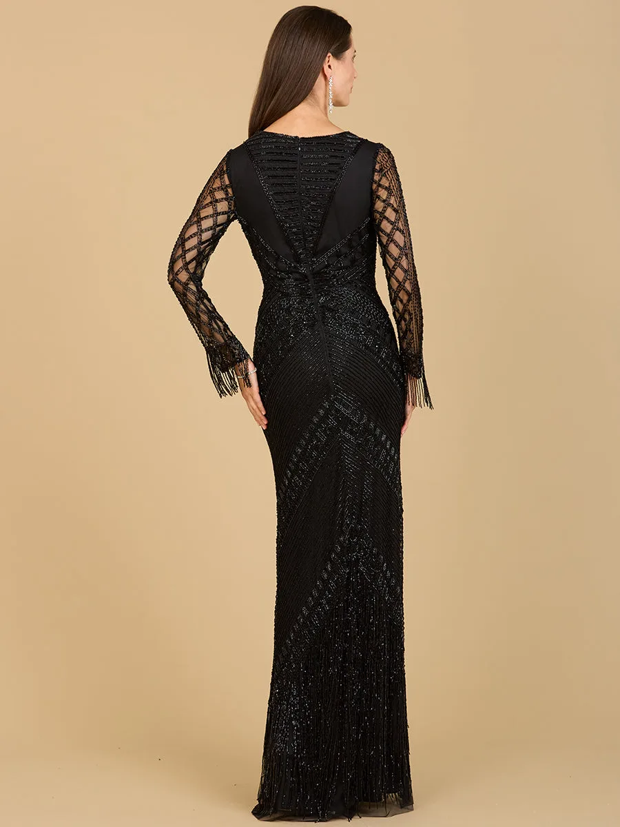 Long Sleeve Fringe Dress by Lara New York — style 29364