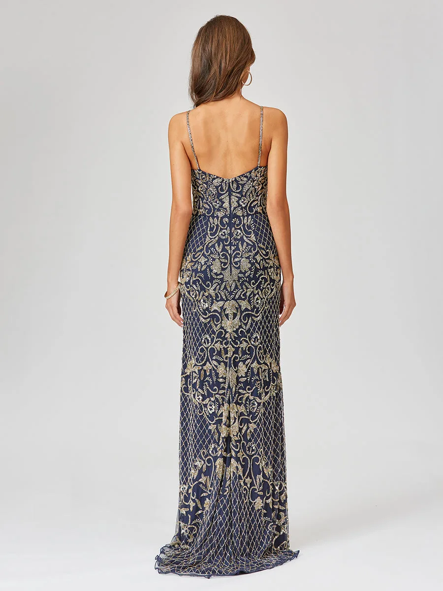 Beaded Tank Dress with Slit by Lara New York — style 29373