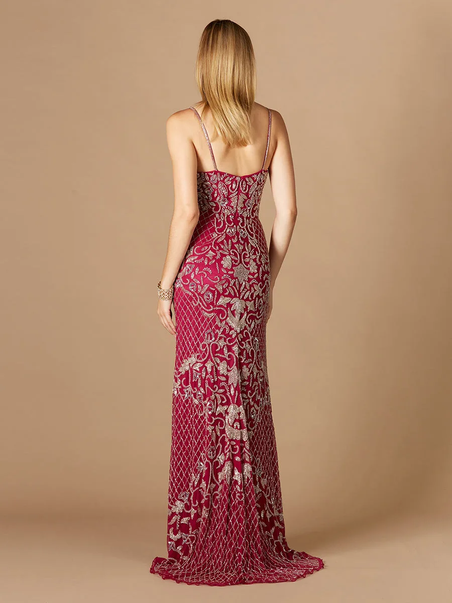 Beaded Tank Dress with Slit by Lara New York — style 29373