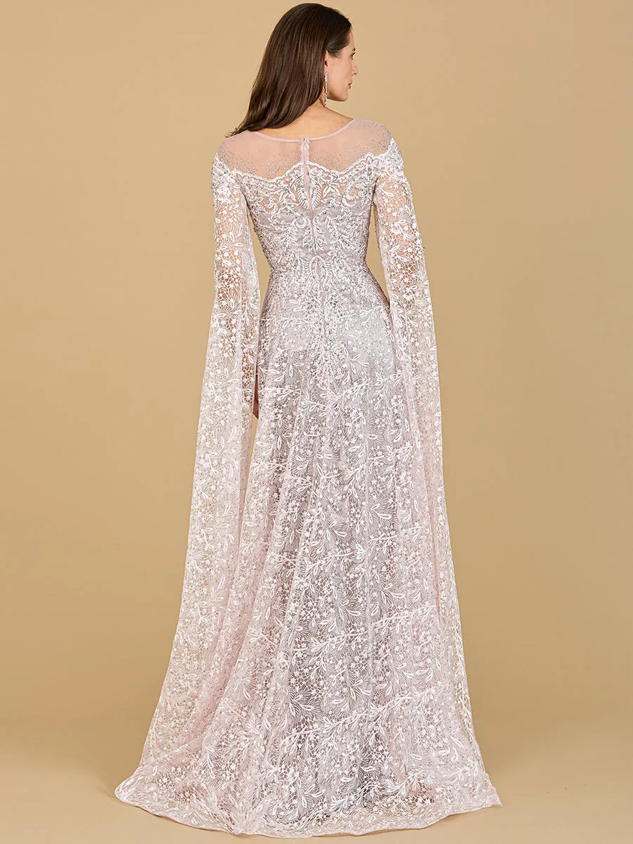 Lace Gown with Dramatic Cape Sleeves by Lara New York — style 29454