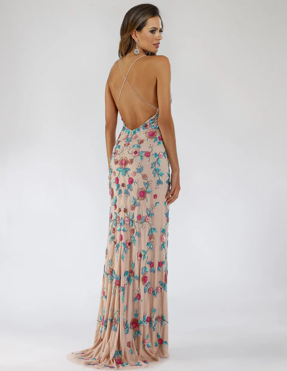 Thigh High Slit with Open Back Dress by Lara New York — style 29486