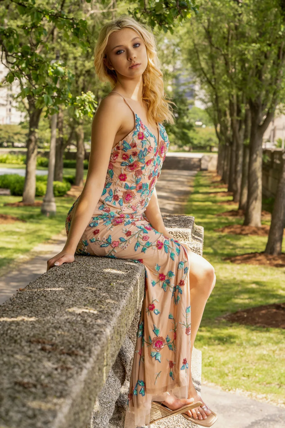 Thigh High Slit with Open Back Dress by Lara New York — style 29486