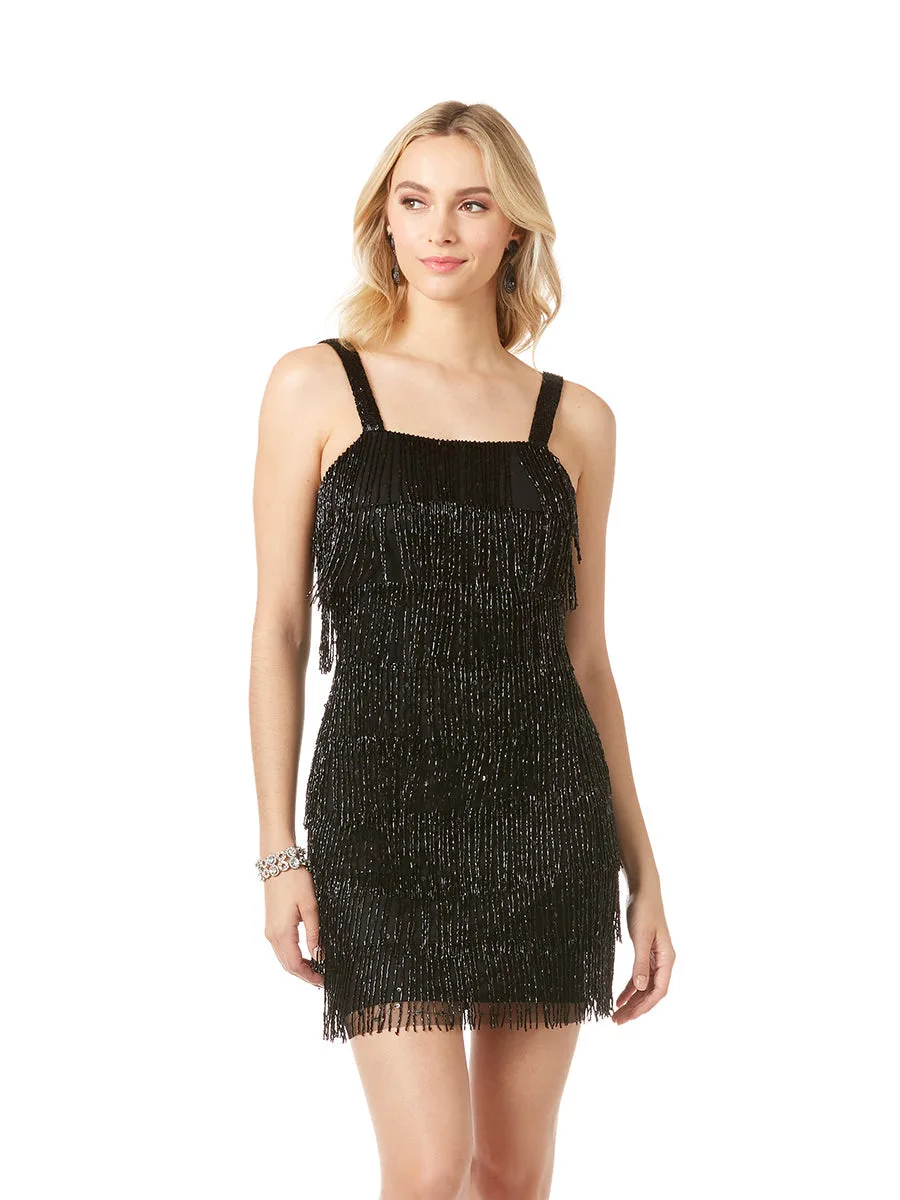 Beaded Fringe Cocktail Dress by Lara New York — style 29488