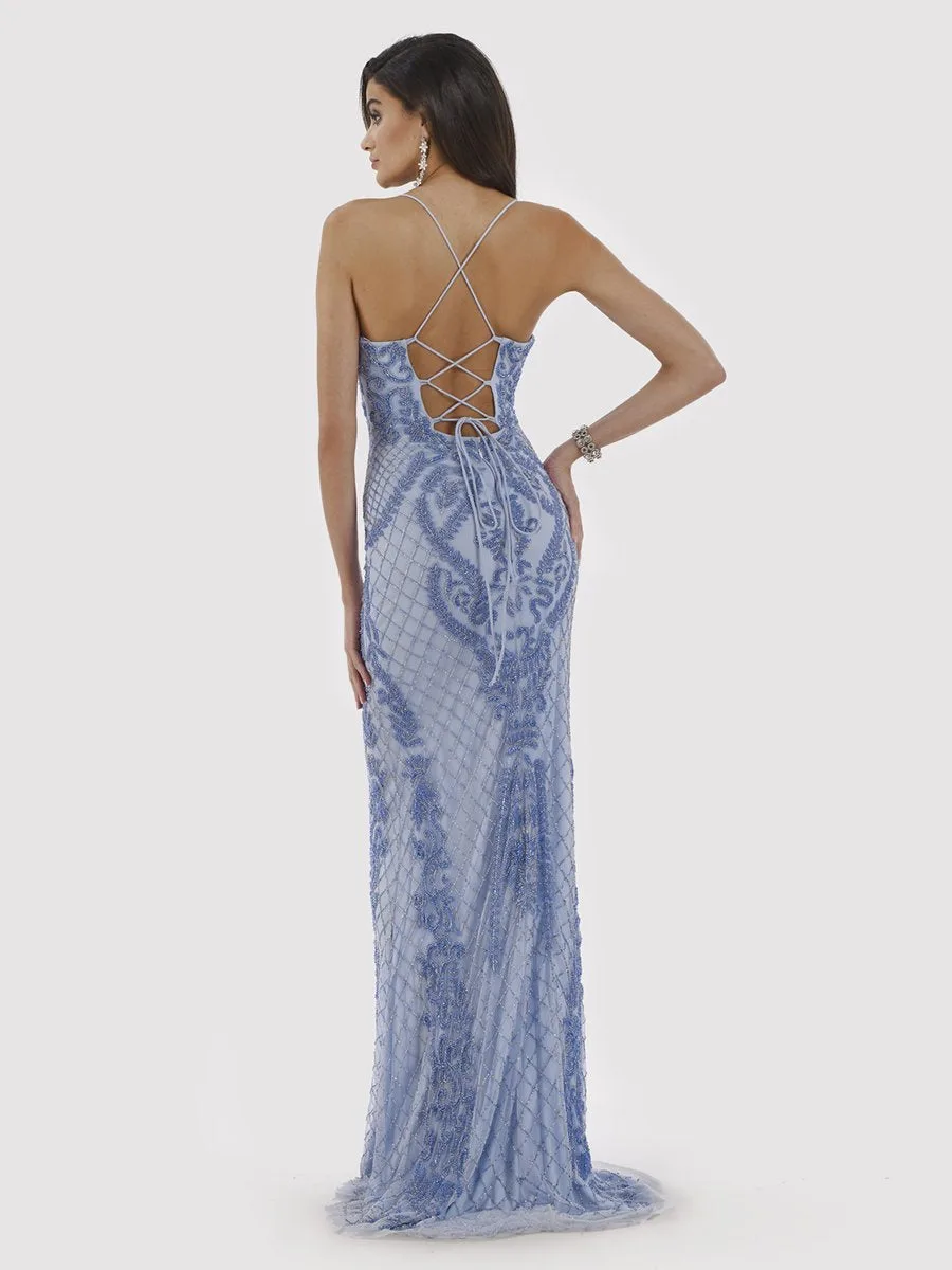 Scoop Neck, Lace Up Open Back Dress by Lara New York — style 29577