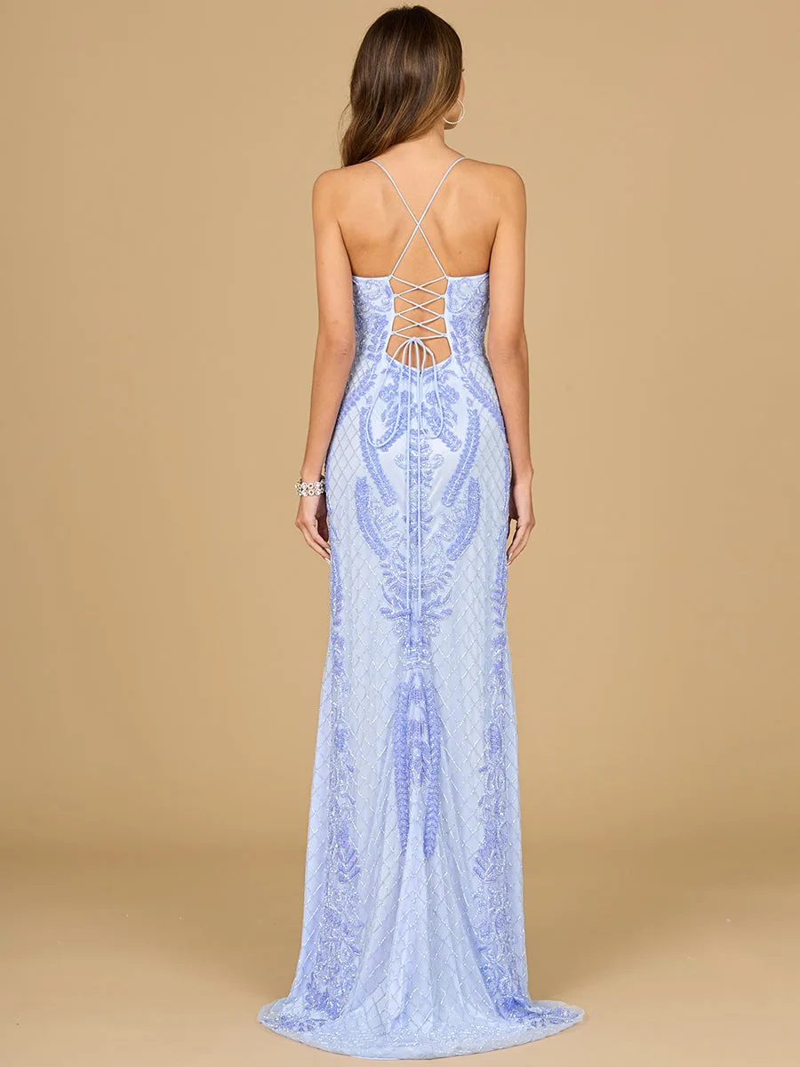Scoop Neck, Lace Up Open Back Dress by Lara New York — style 29577