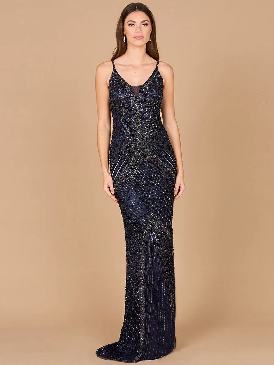 Spaghetti Strap Navy Dress by Lara New York — style 29595 in Navy