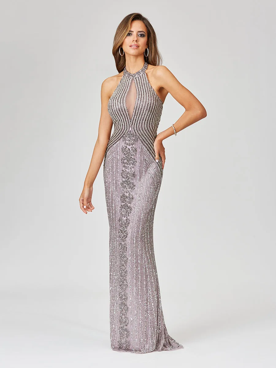 Halter Neck Dress with Keyhole by Lara New York — style 29600 in Lilac