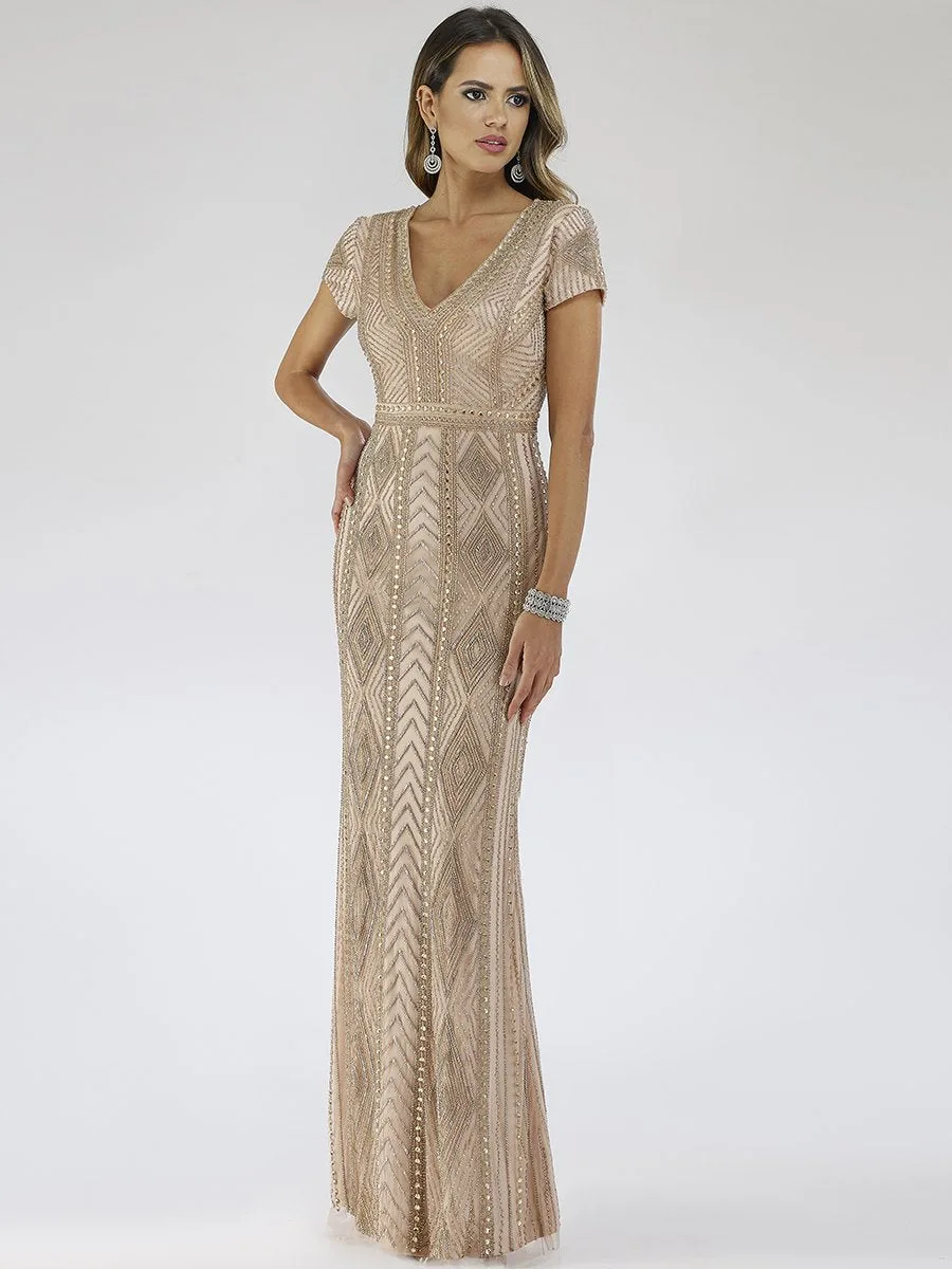 Closed Back, Cap Sleeve Dress by Lara New York — style 29606