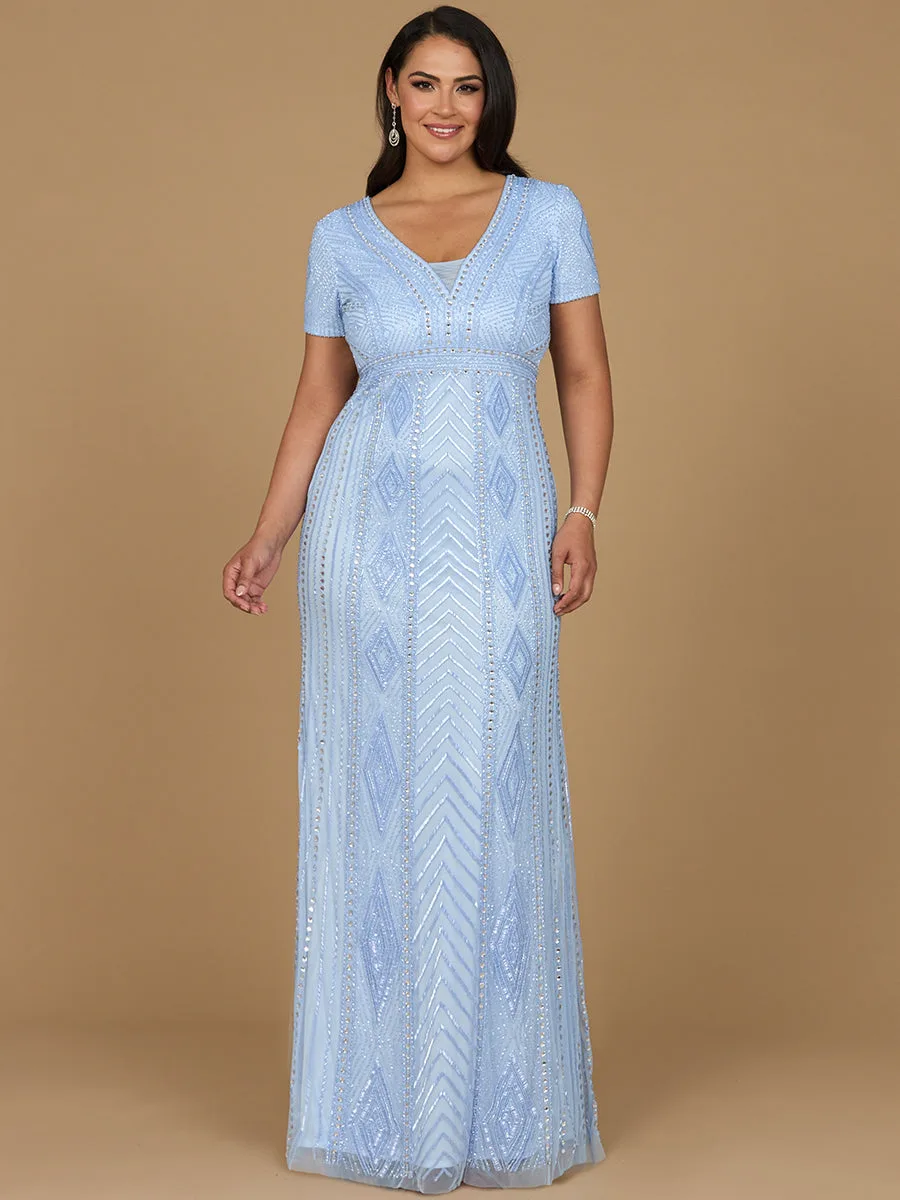 Closed Back, Cap Sleeve Dress by Lara New York — style 29606 in Periwinkle