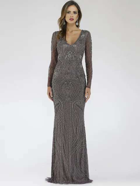 Long Sleeve Beaded Dress