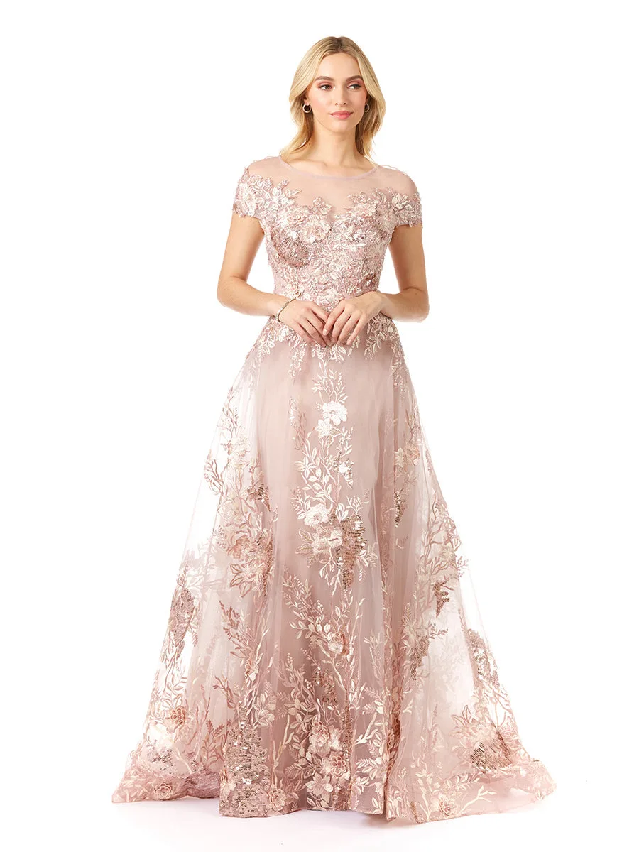 Beautiful Lace Applique A-line Ball Gown by Lara New York — style 29619