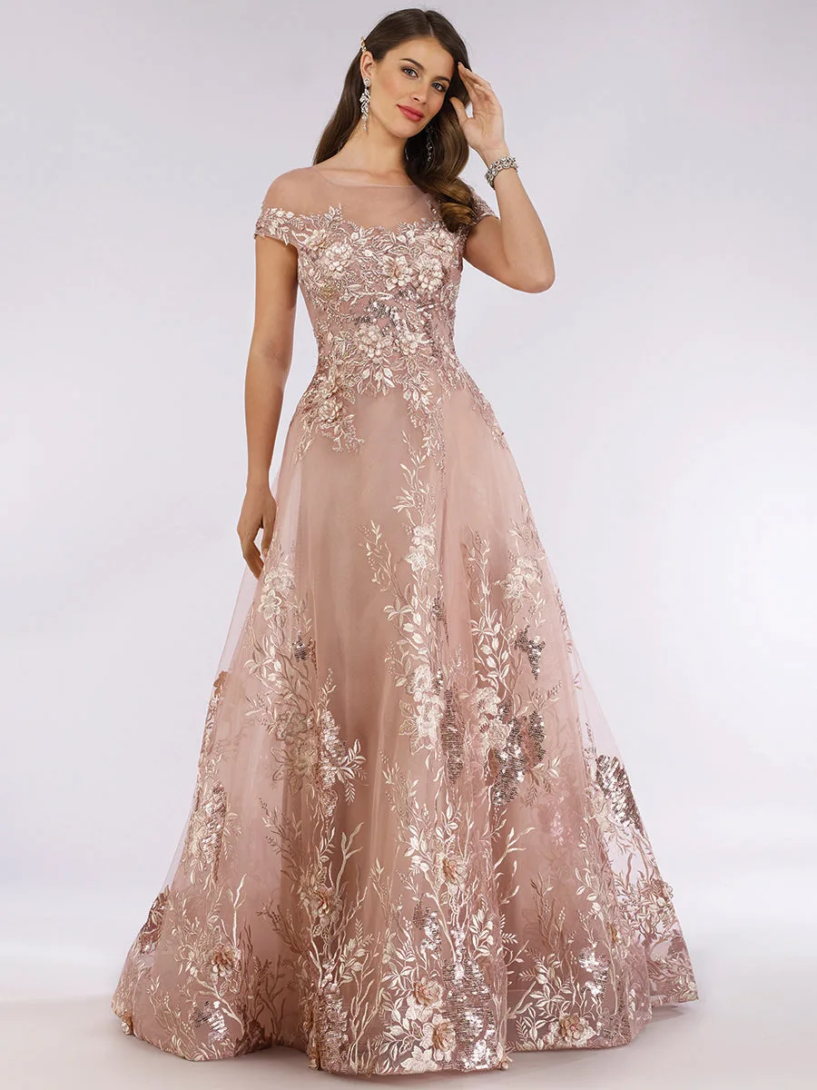 Beautiful Lace Applique A-line Ball Gown by Lara New York — style 29619