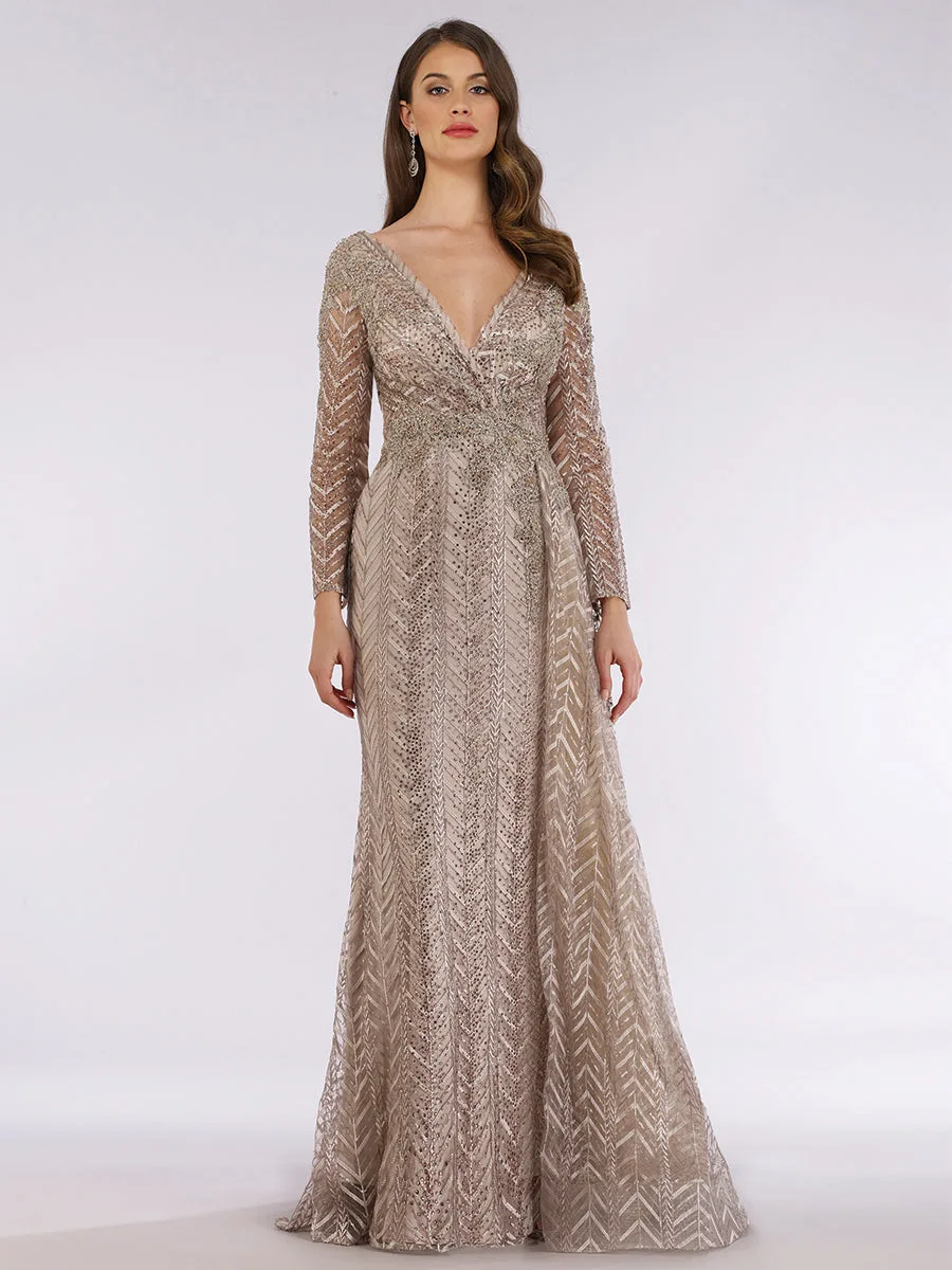 Lace Skirt Overlay Dress by Lara New York — style 29620 in Khaki