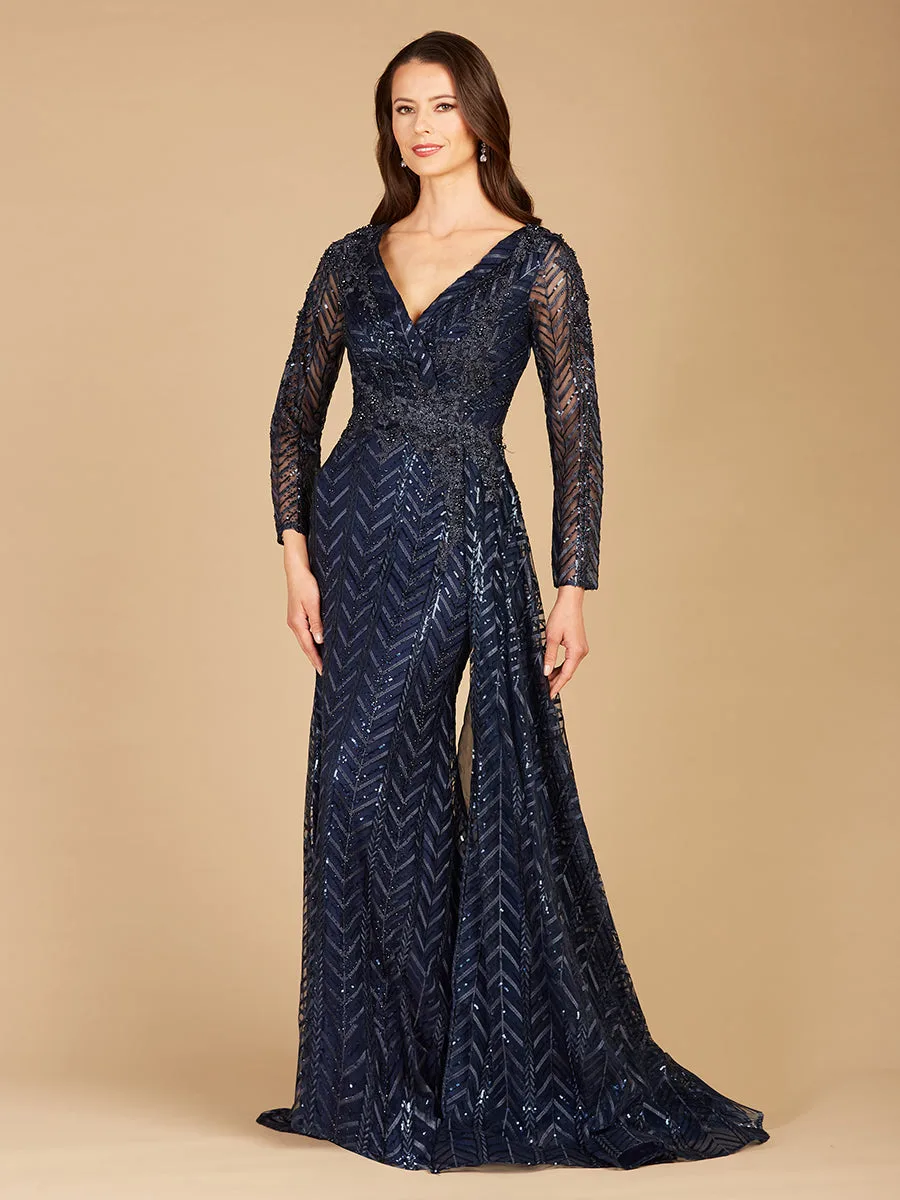 Lace Skirt Overlay Dress by Lara New York — style 29620 in Navy