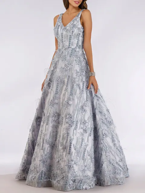 Stylish Ball Gown with Feathers
