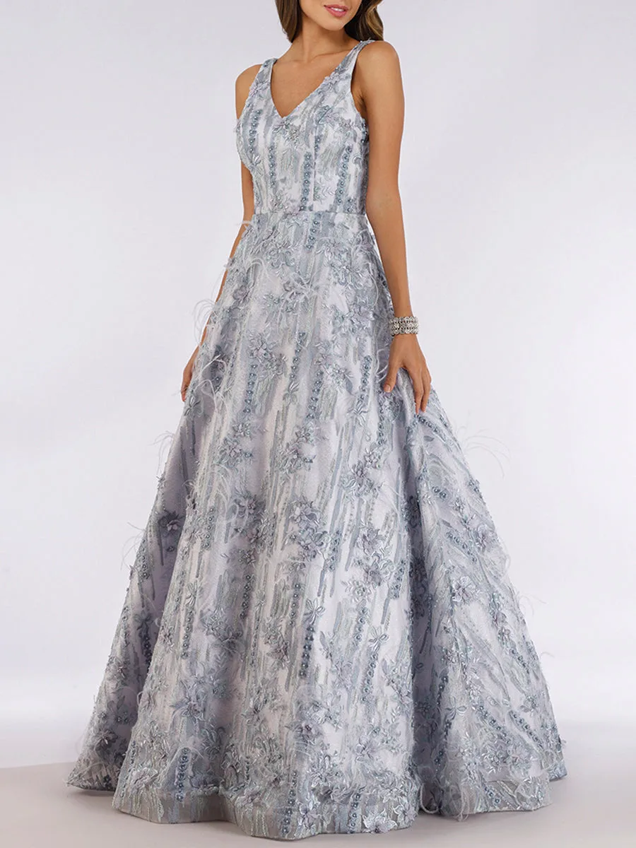 Stylish Ball Gown with Feathers by Lara New York — style 29630