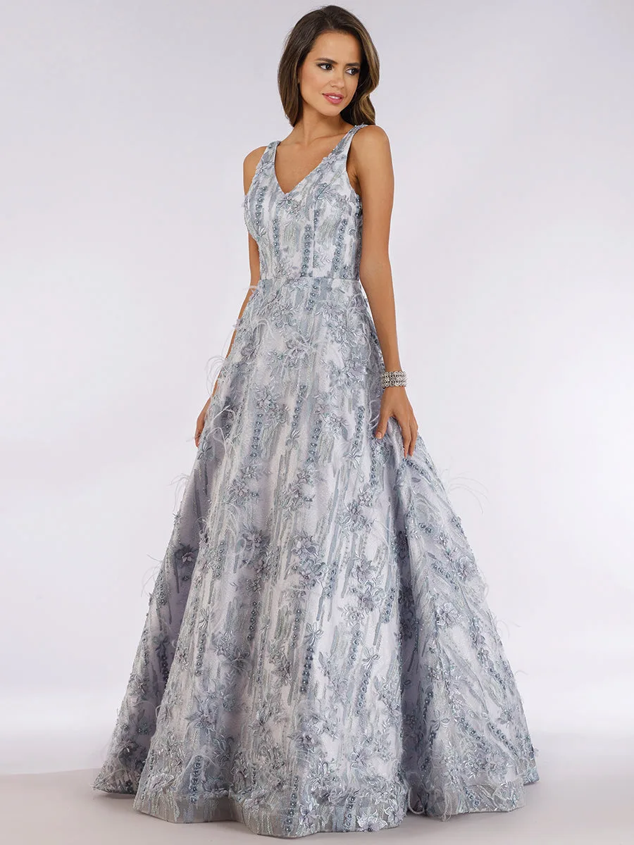 Stylish Ball Gown with Feathers by Lara New York — style 29630